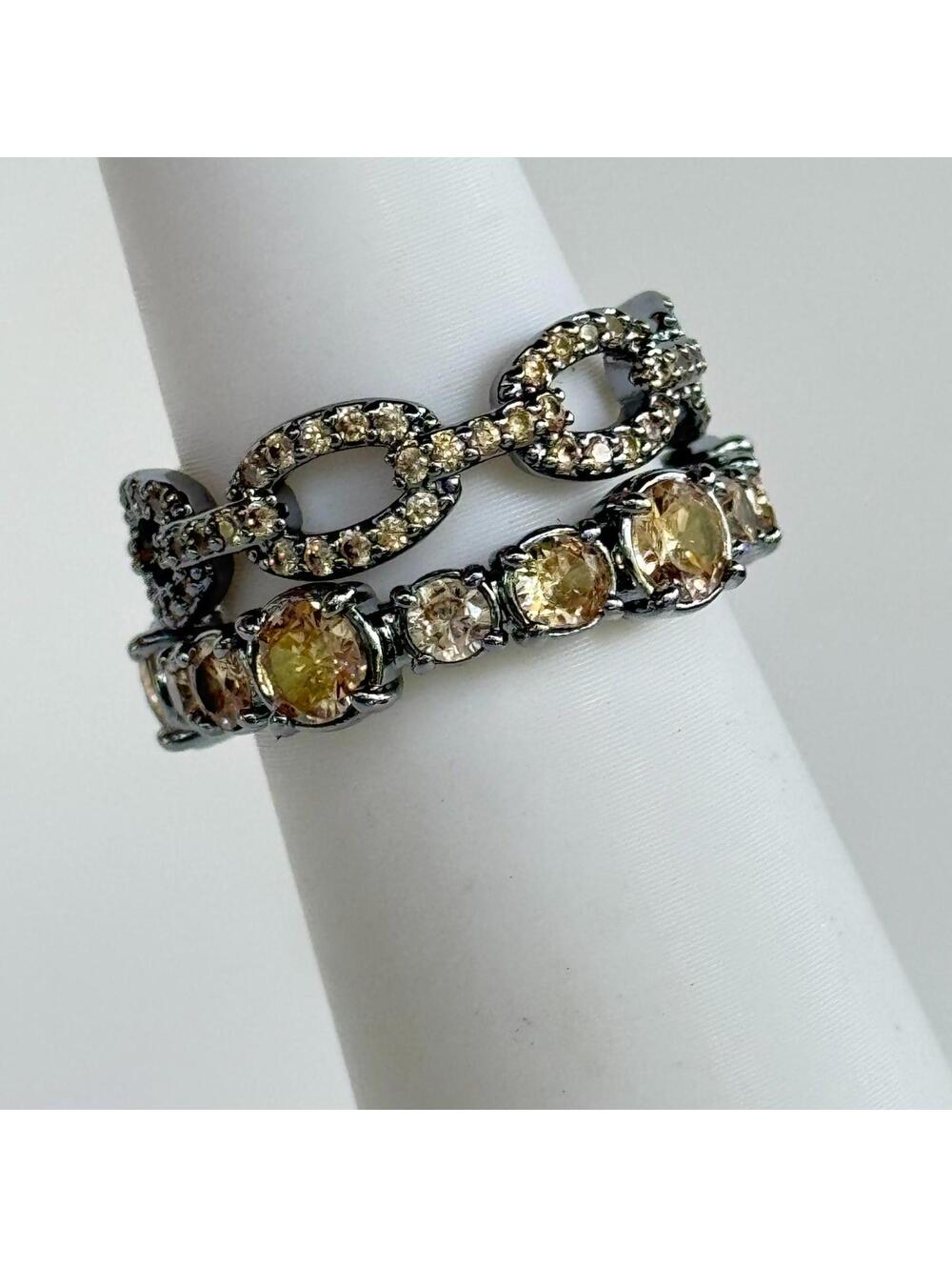 Bomb Party 2pc Ring Sz 7 RG32108 "A Statement Set" Links on Hematite